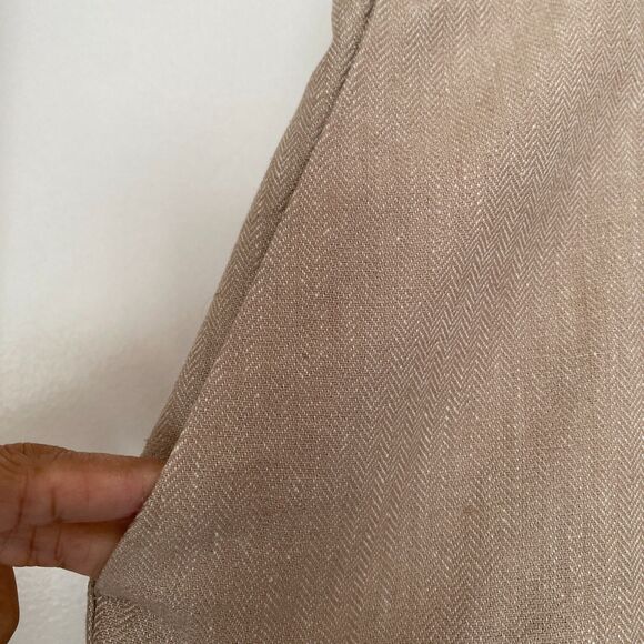 NWT CALVIN KLEIN Beige Linen Blend Pockets Work Career Capri Pants Size 14 - Picture 2 of 5